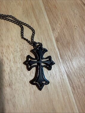 Spencer's Black Cross Pendant Necklace